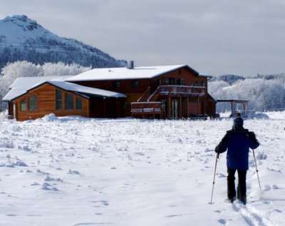 Skiing back to Lone Elk Lodge